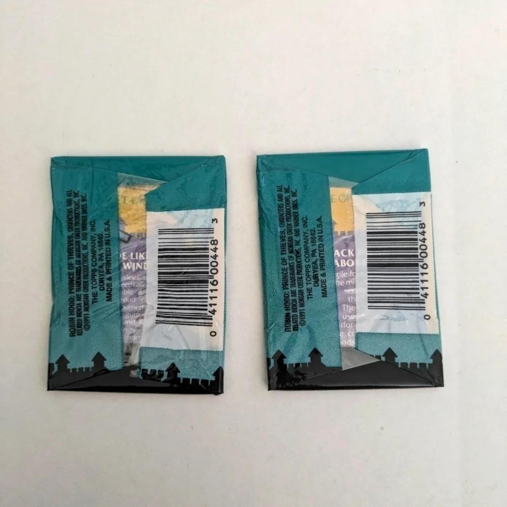 Robinhood Prince of Thieves trading cards marked 1991, 2 unopened packs.